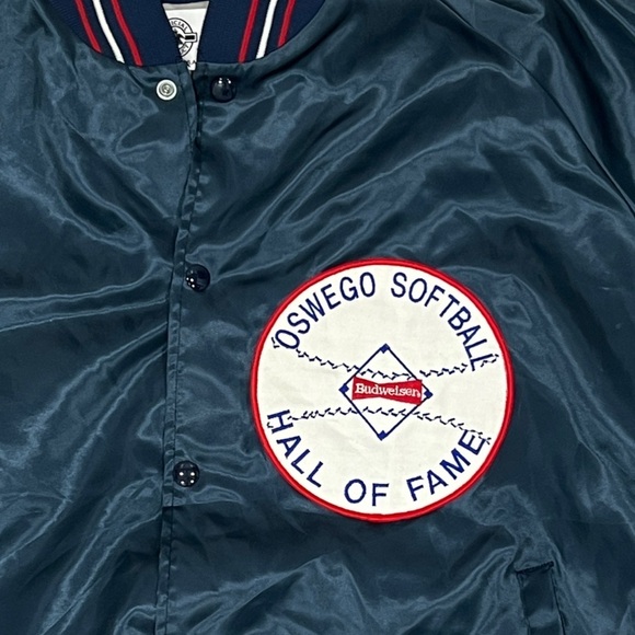 Vintage 80s Oswego Softball Hall of Fame Budweiser Baseball 1980s Jacket - Picture 3 of 6
